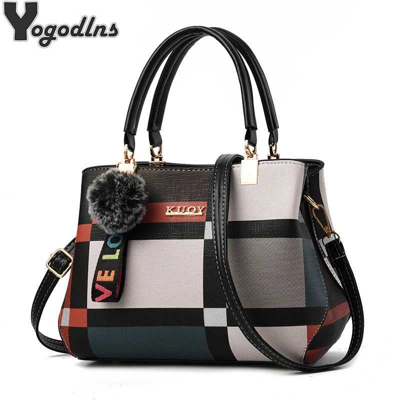 Plaid Pom-Pom Crossbody Satchel | Wovetsa