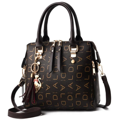 Letter & Tassel PU Top-Handle Tote Bag | Wovetsa