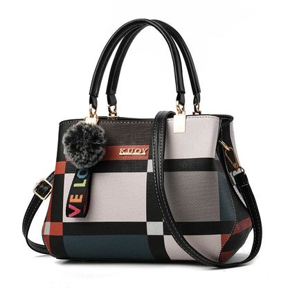 Plaid Pom-Pom Crossbody Satchel | Wovetsa