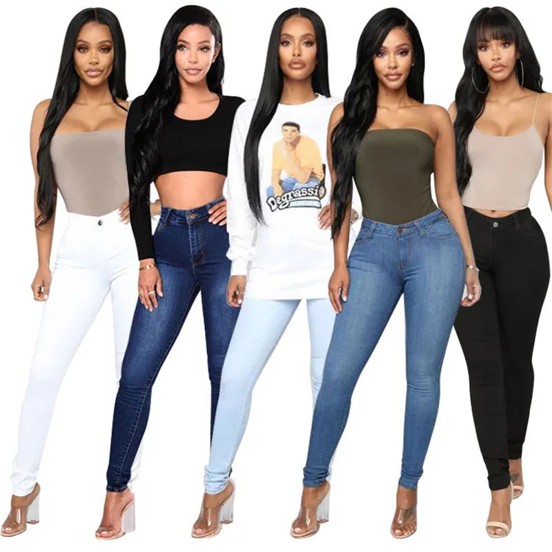 High Waist Slim Denim Pencil Pants | Wovetsa