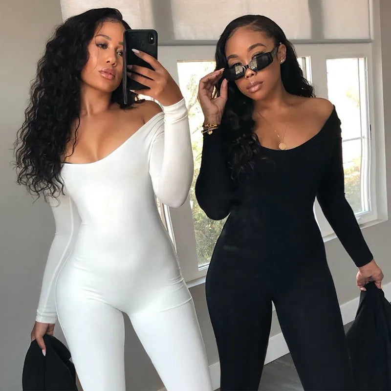 Skinny Long Sleeve Bodycon Jumpsuit | Wovetsa