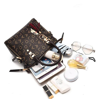 Letter & Tassel PU Top-Handle Tote Bag | Wovetsa