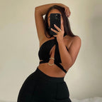 Halter Neck Tie-Back Crop Top | Wovetsa