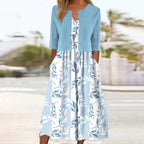 Floral Print Vest Dress & Cardigan Two-Piece Set | Wovetsa