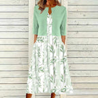 Floral Print Vest Dress & Cardigan Two-Piece Set | Wovetsa