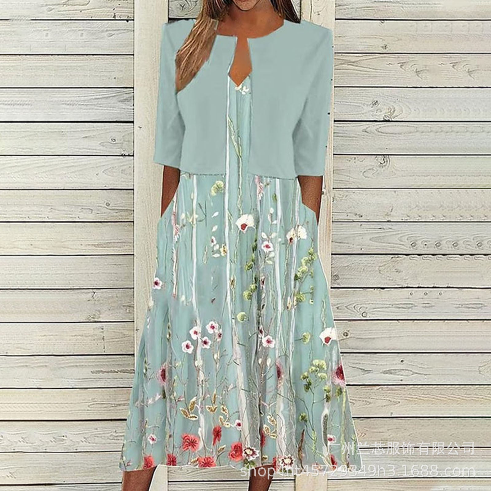 Floral Print Vest Dress & Cardigan Two-Piece Set | Wovetsa