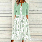 Floral Print Vest Dress & Cardigan Two-Piece Set | Wovetsa