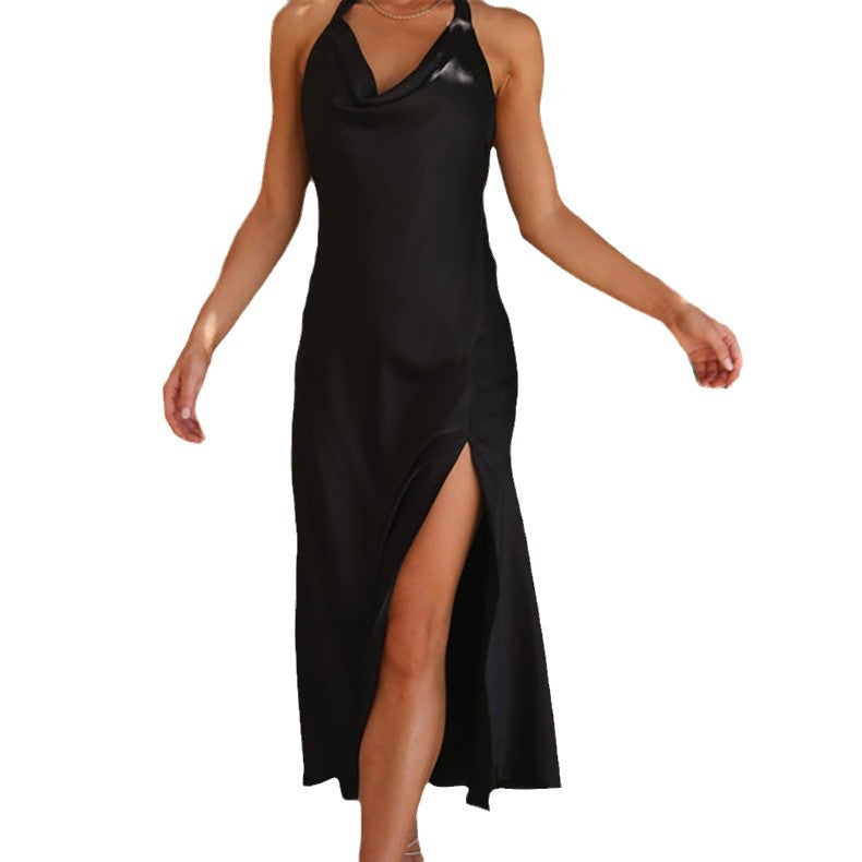 V-Neck Backless Slit Maxi Dress | Wovetsa