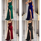 One-Shoulder Sequin A-Line Maxi Dress | Wovetsa