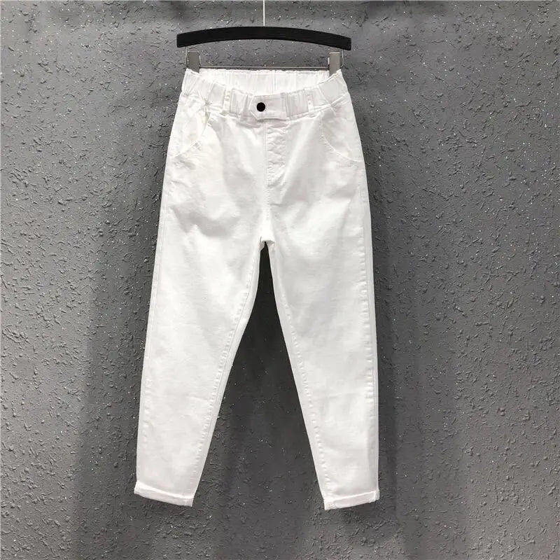 Plus Size High-Waist Slim Denim Jeans | Wovetsa