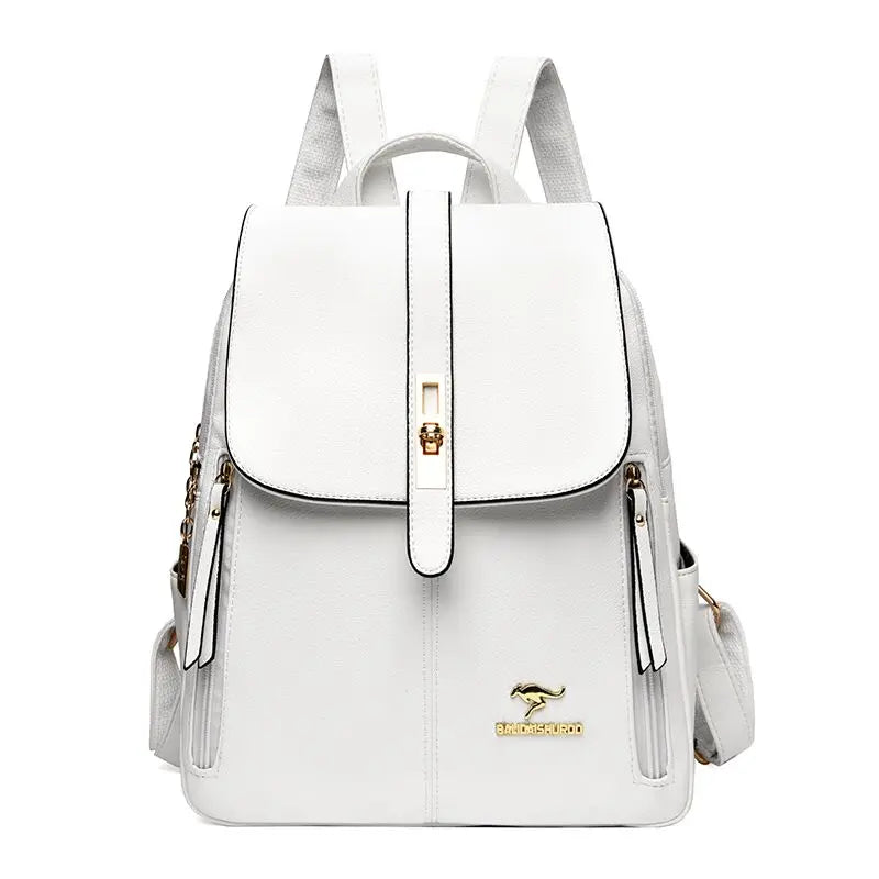 Women's PU Leather Backpack with Lock Detail | Wovetsa