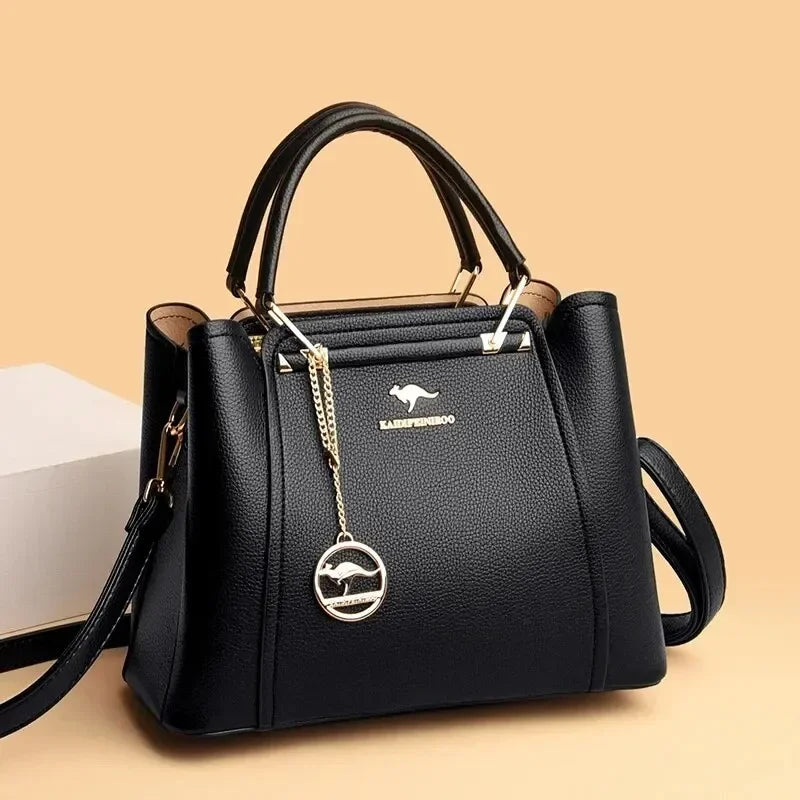 Soft PU Leather Square Tote Bag with Appliqué Detail | Wovetsa