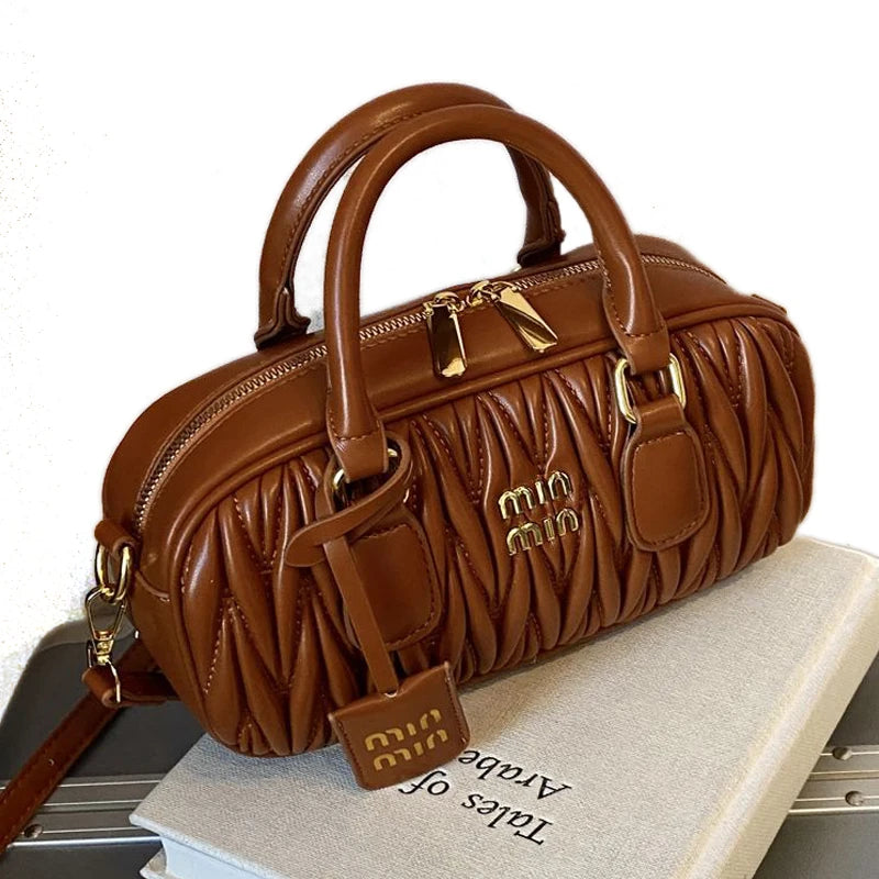 Pleated Bowling Shoulder Bag | Wovetsa