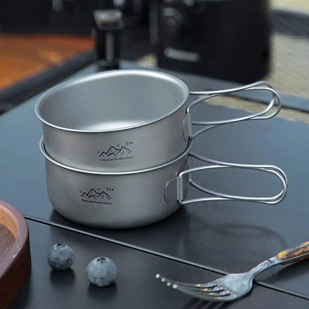 Ultralight Titanium-Coated Camping Pot Foldable | Wovetsa