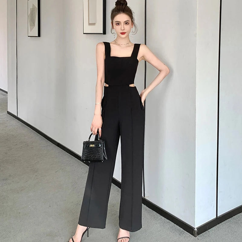 Backless Hollow-Out Wide Leg Jumpsuit | Wovetsa