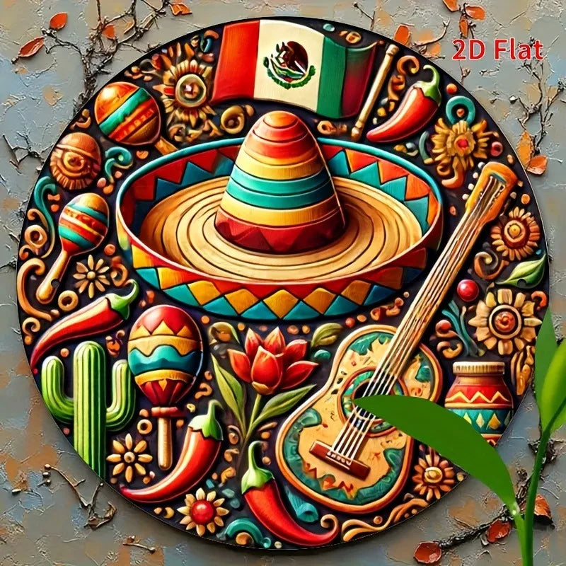 Mexican Round Metal Wall Art | Wovetsa