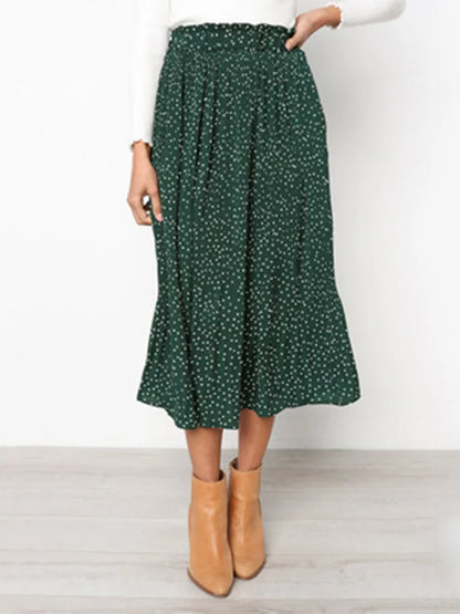 Polka Dot Pleated Midi Skirt | Wovetsa