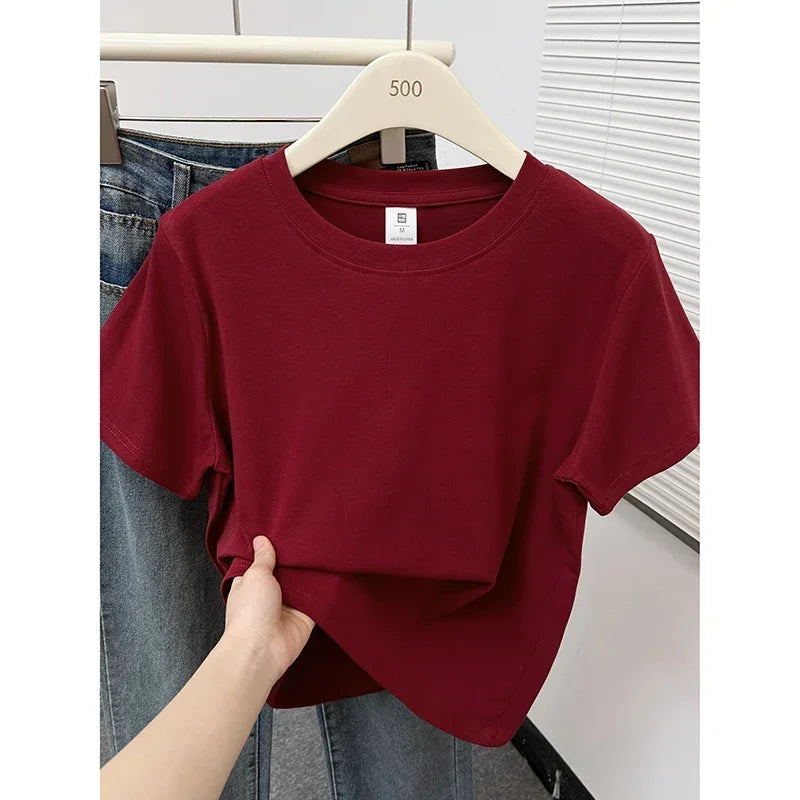 Solid Short Sleeve Casual Top | Wovetsa