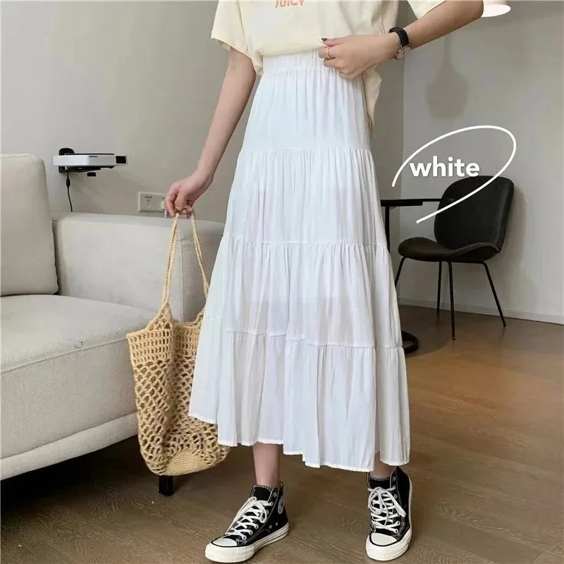 High Waist A-Line Pleated Midi Dress | Wovetsa