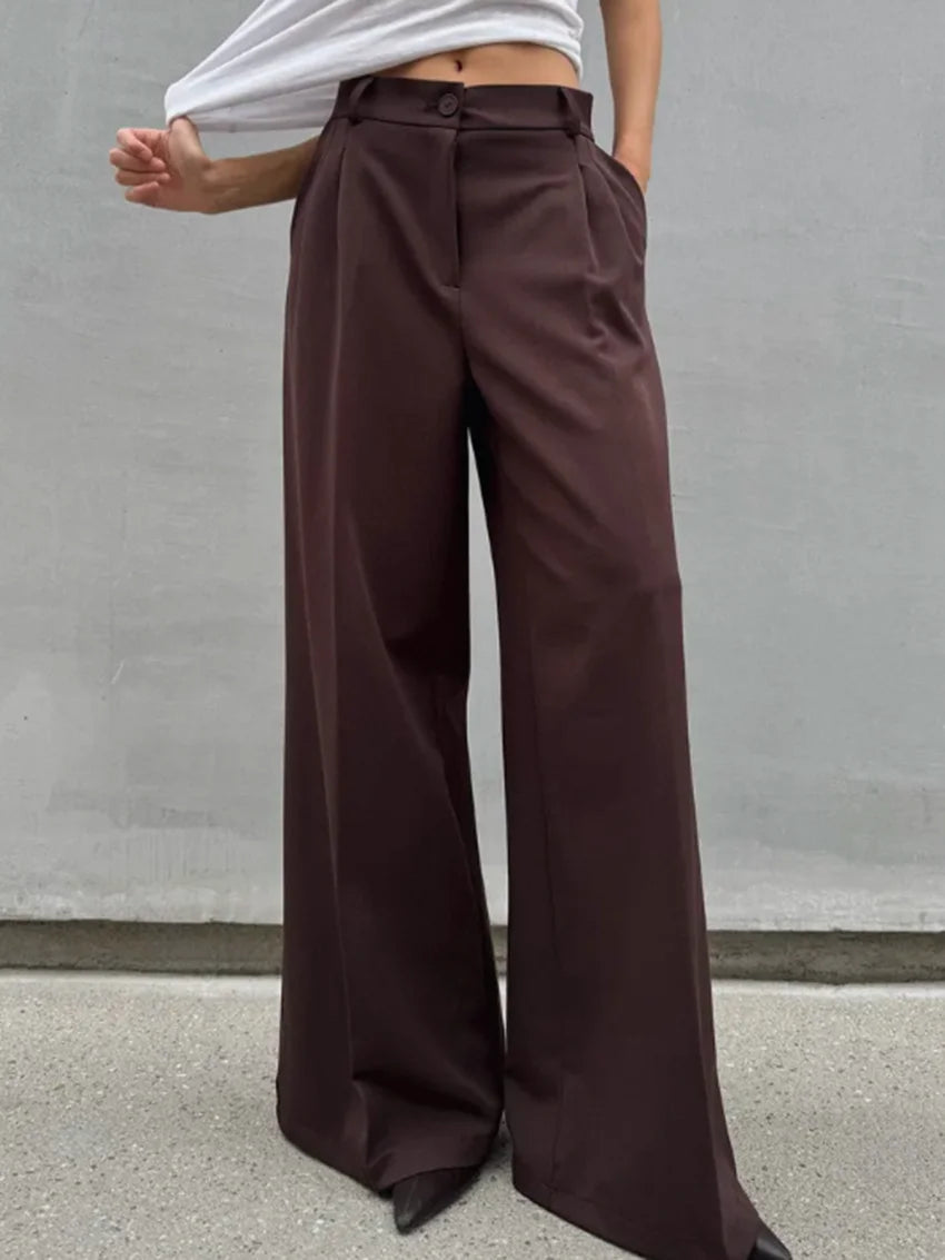 High-Waist Wide Leg Office Trousers | Wovetsa