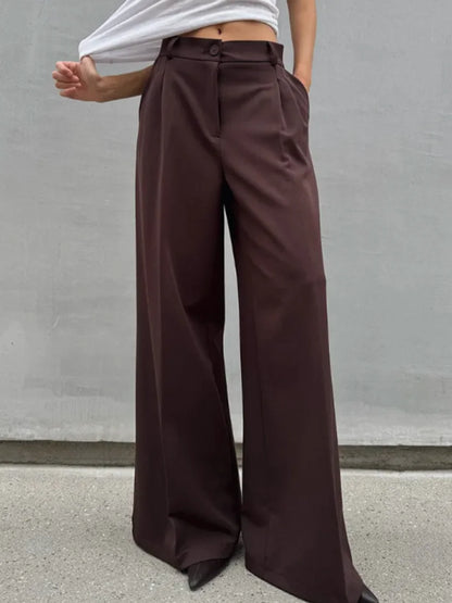 High-Waist Wide Leg Office Trousers | Wovetsa
