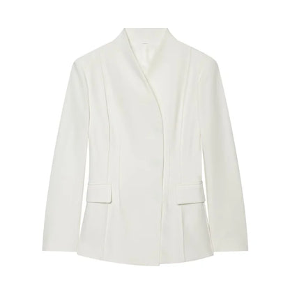 High Collar Slim Blazer & Wide Leg Trouser Set | Wovetsa