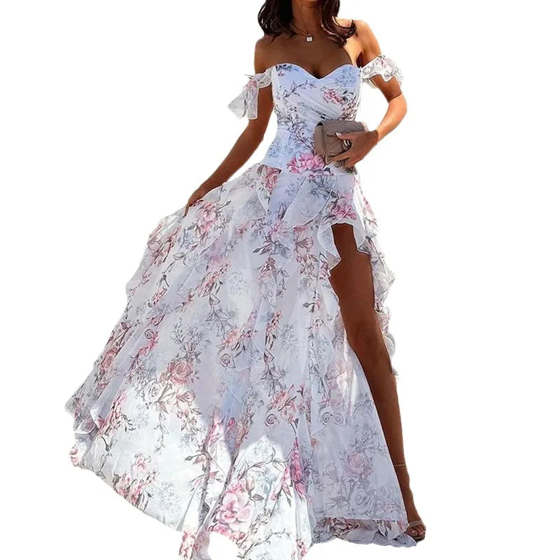 Women's Spicy Girl's Off Shoulder Strap Split Waist Dress Female Robe Sexy Clothes New Trend Summer Fashion 2026