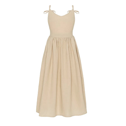 Backless Cotton V-Neck Maxi Dress | Wovetsa