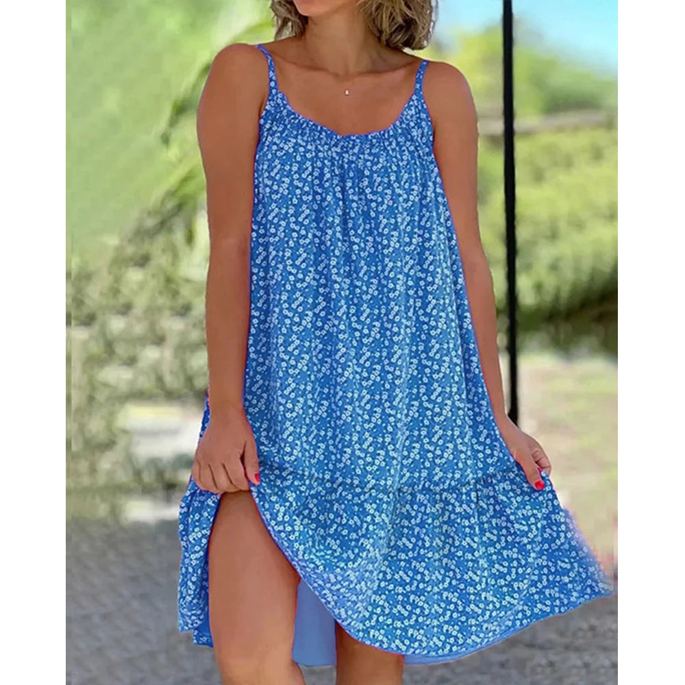 Floral Print Spaghetti Strap Sundress | Wovetsa