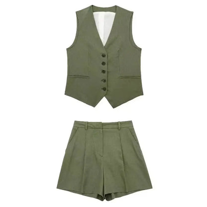 Green Vest & Shorts Set | Wovetsa