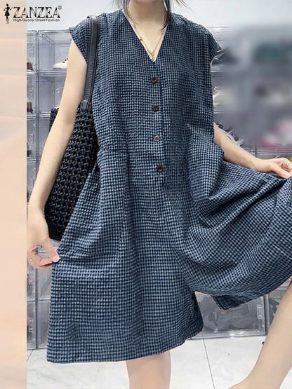 Plaid Sleeveless Jumpsuit | Wovetsa