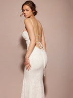 Lace Patchwork Backless Bodycon Maxi Dress | Wovetsa