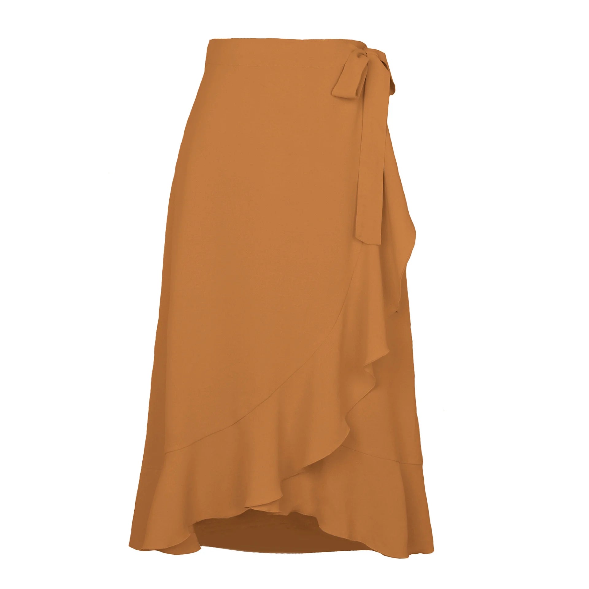 Lace-Up Ruffle Chiffon Bodycon Midi Skirt | Wovetsa