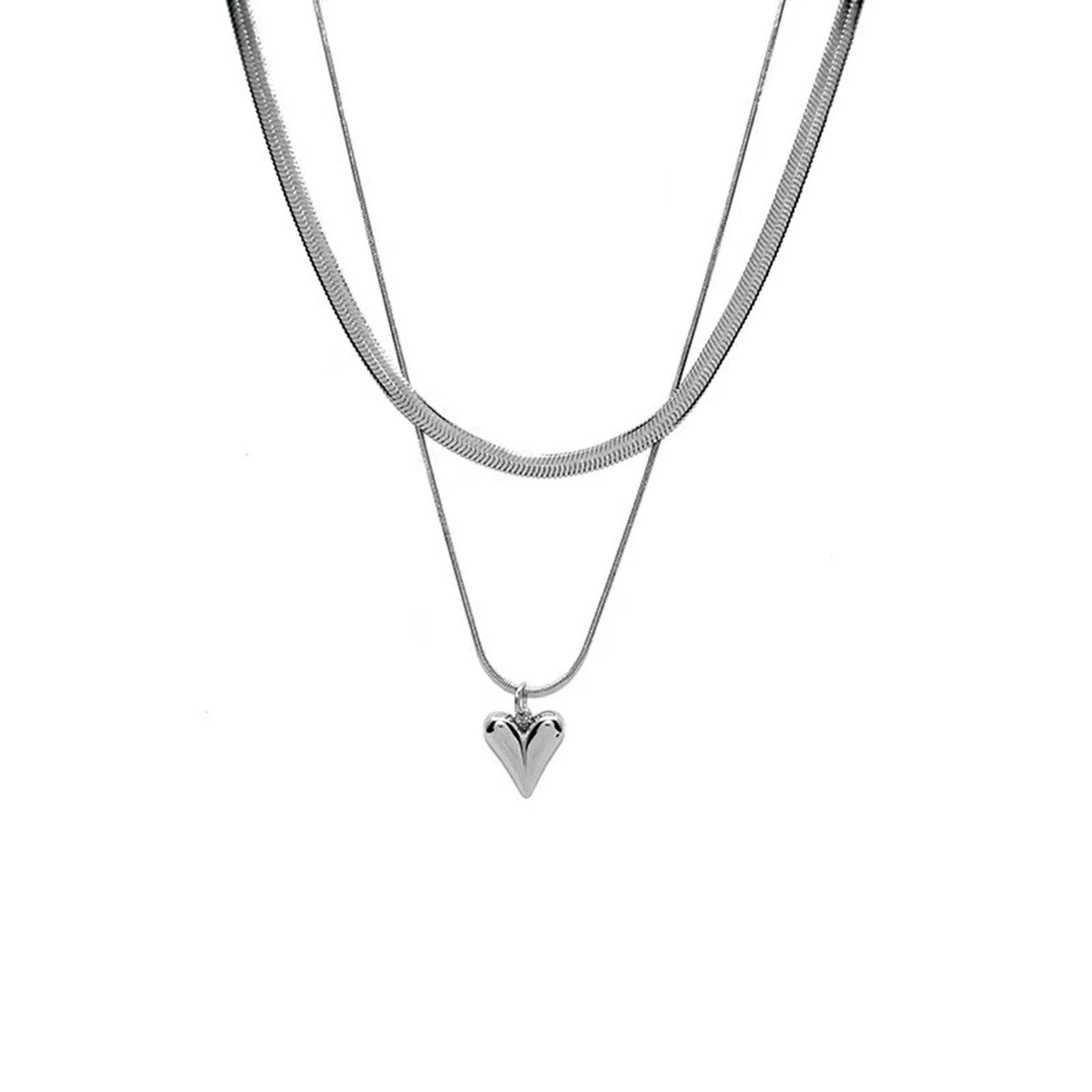 Double Layer Heart Pendant Necklace | Wovetsa