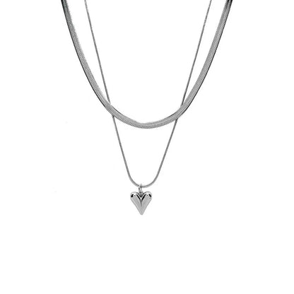 Double Layer Heart Pendant Necklace | Wovetsa