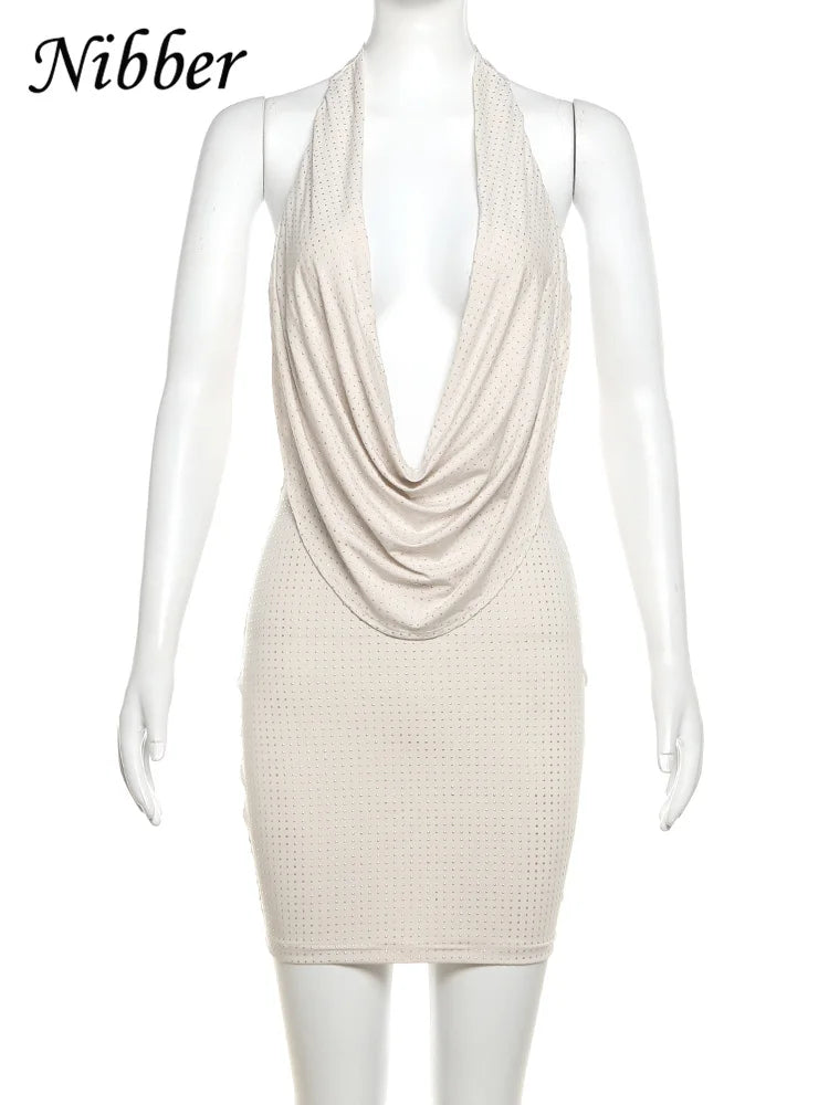 Glitter Drills Deep V-Neck Mini Dress | Wovetsa