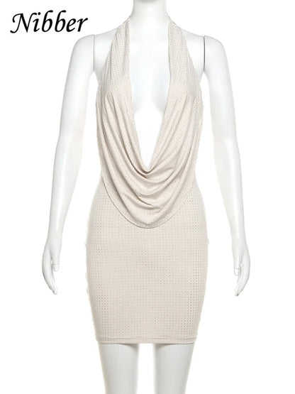 Glitter Drills Deep V-Neck Mini Dress | Wovetsa