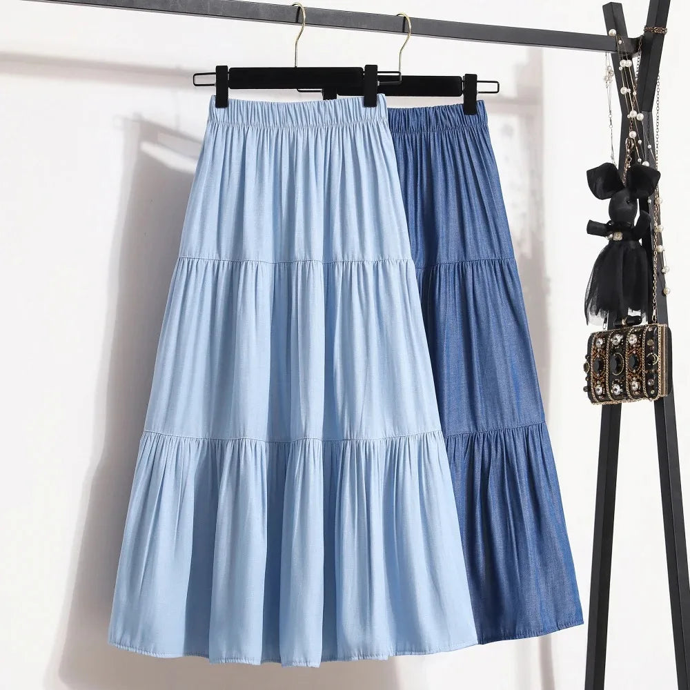 High Waist A-Line Pleated Midi Dress | Wovetsa