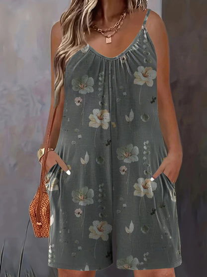 Plus Size Floral Cami Romper Jumpsuit | Wovetsa