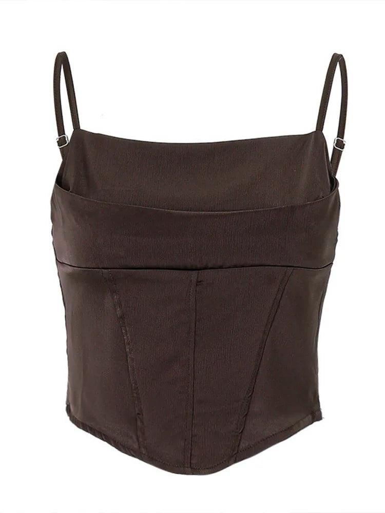 Spaghetti Strap Backless Bandage Crop Top | Wovetsa