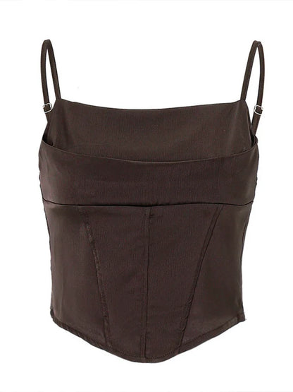 Spaghetti Strap Backless Bandage Crop Top | Wovetsa