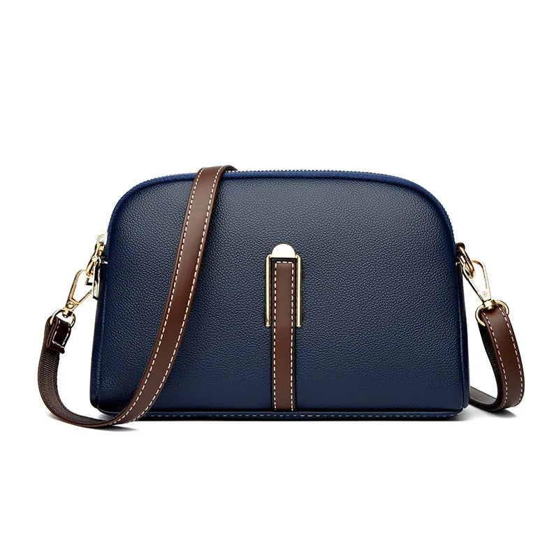 Genuine Leather Shell Flap Crossbody Bag | Wovetsa