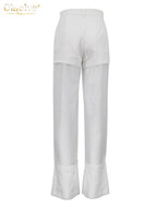 White High-Waist Wide-Leg Cotton Pants | Wovetsa