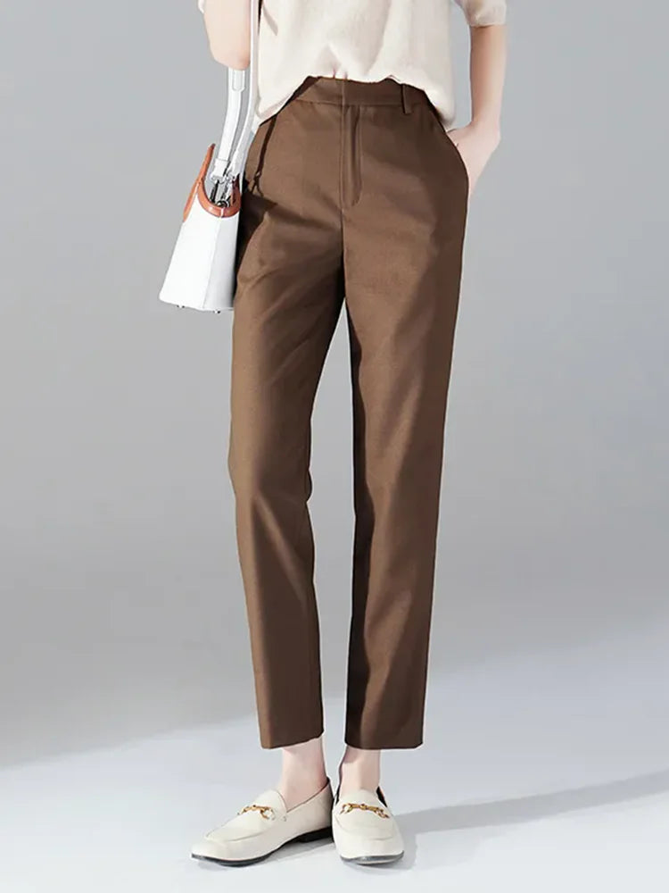 High-Waist Straight Suit Trousers | Wovetsa
