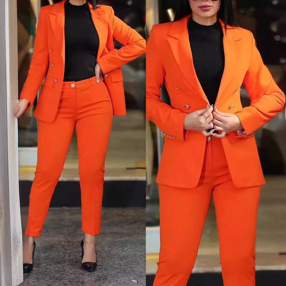 Slim Fit Blazer & Straight Leg Pants Two Piece Suit | Wovetsa
