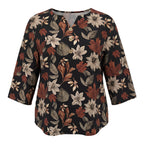 Plus Size Floral Print V-Neck Tunic Blouse | Wovetsa
