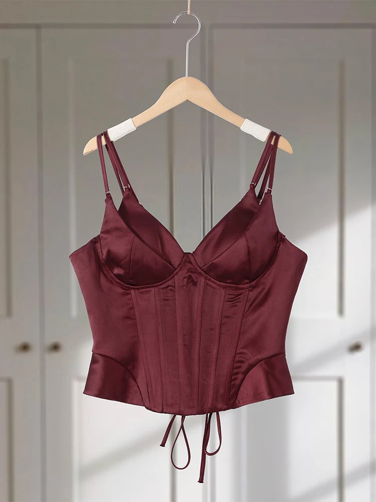 Double Strap Backless Lace-Up Crop Top | Wovetsa