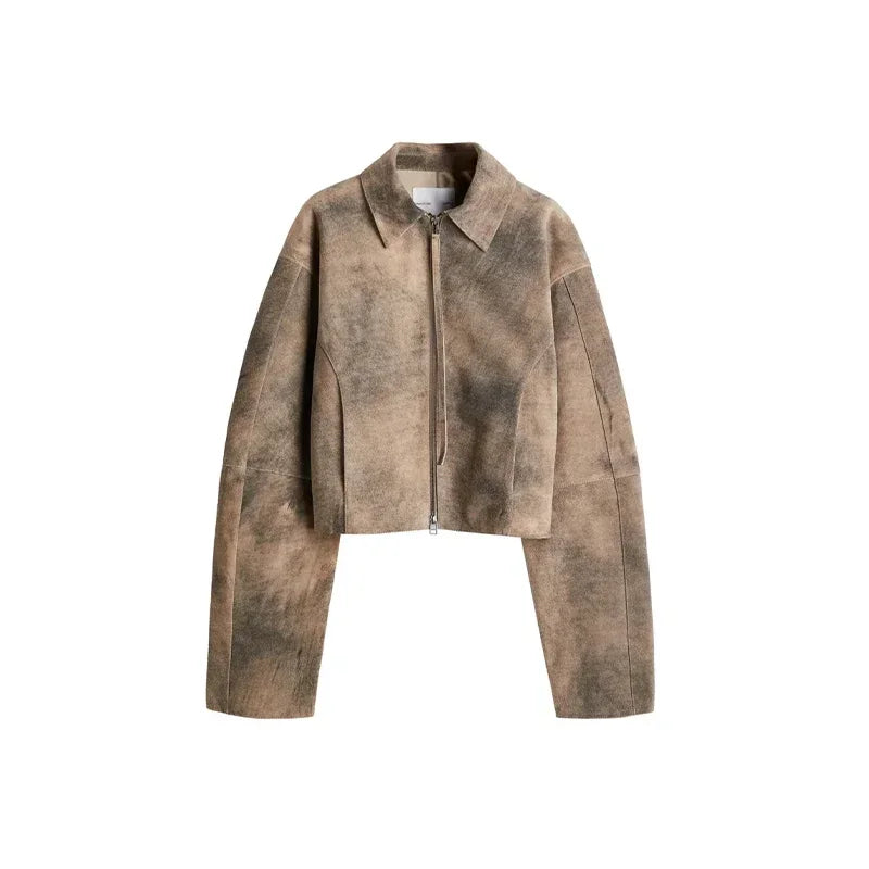 Vintage Tie-Dye Suede Short Jacket | Wovetsa