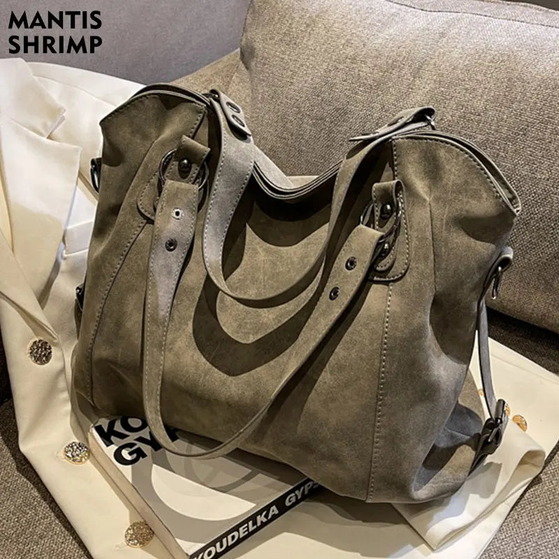 Large Capacity Vintage PU Tote Bag | Wovetsa