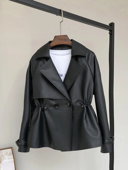 Short Black Faux Leather Jacket | Wovetsa